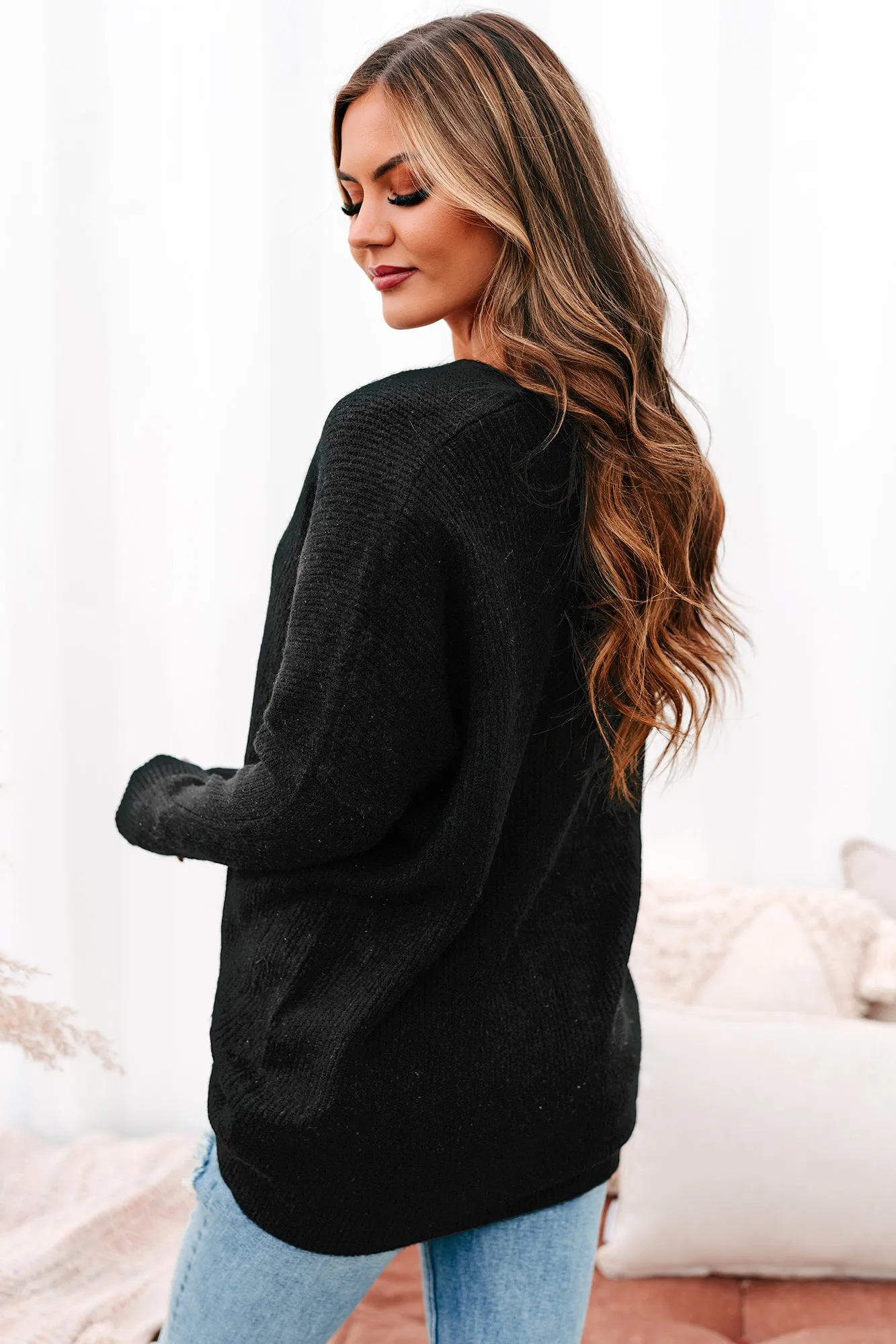 Rhetorical Response Oversized Ribbed Sweater (Black)