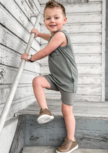 RIBBED BIKER SHORT - FERN