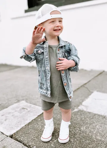 RIBBED BIKER SHORT - FERN