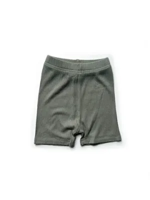 RIBBED BIKER SHORT - FERN