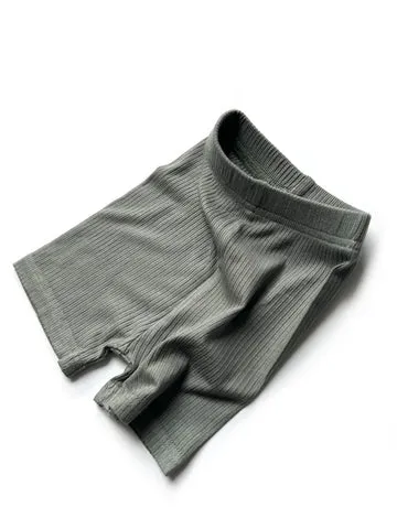 RIBBED BIKER SHORT - FERN