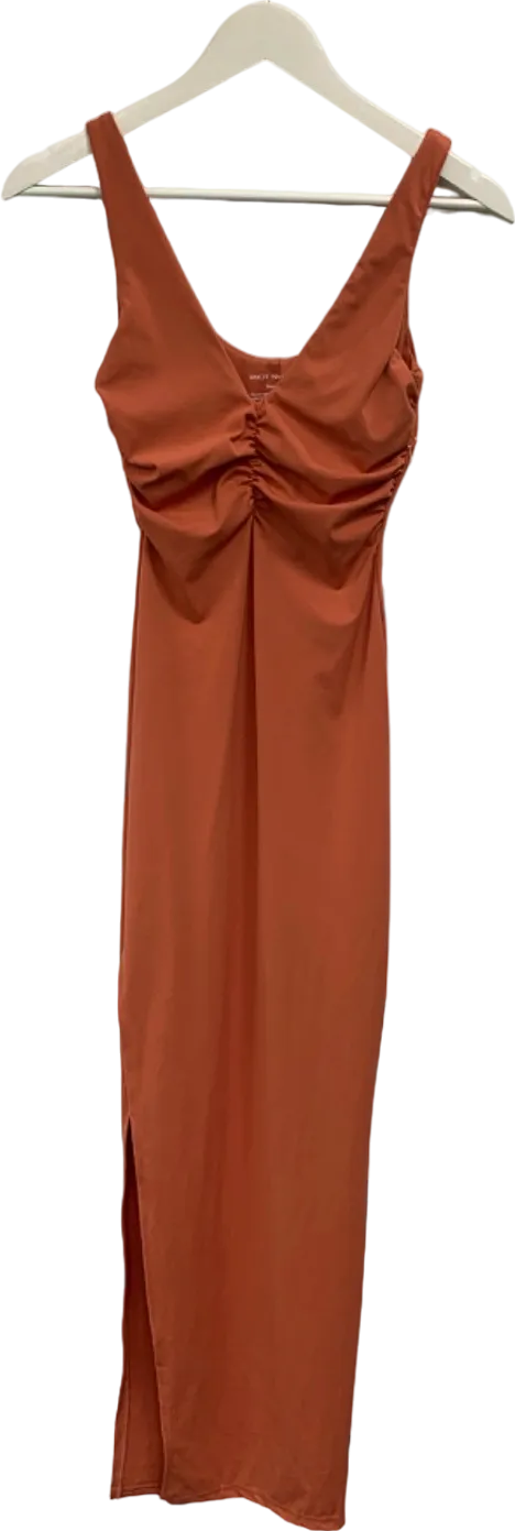 Riot Swim Orange Ruched Midi Dress UK S