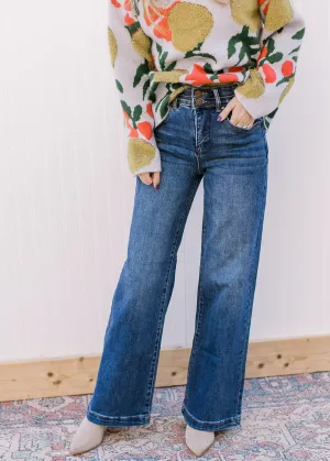 Risen Waist Detail Jeans