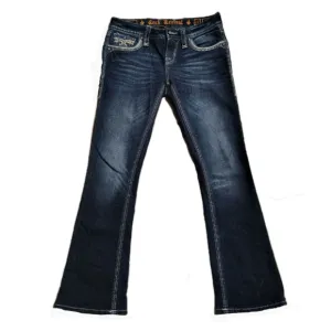 Rock Revival Lanlan Boot Cut Jeans Ladies 27   Y2K Vintage Retro Vibes Dark Wash