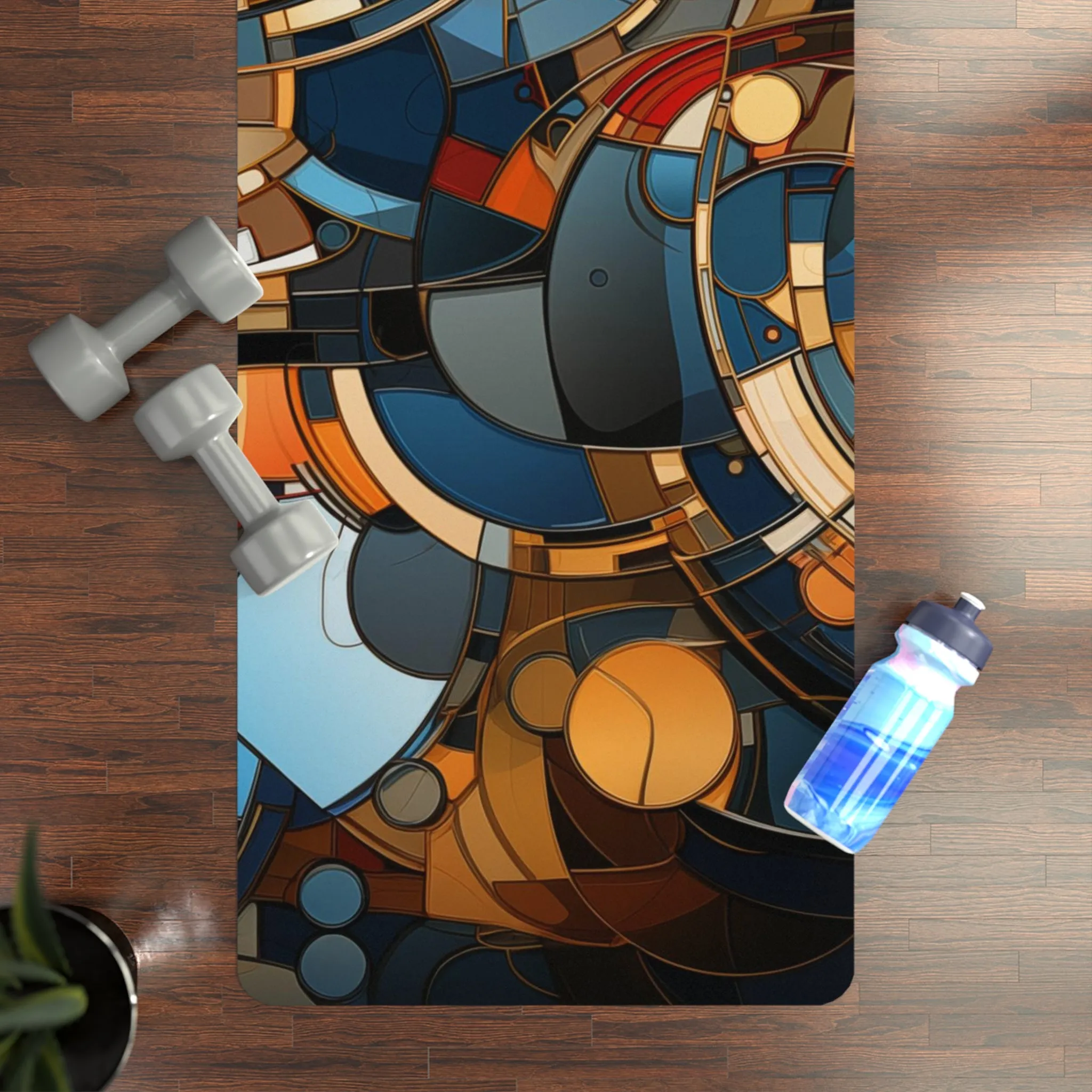 Rubber Yoga Mat- Arne Confucius 70s Sci Fi Nebula