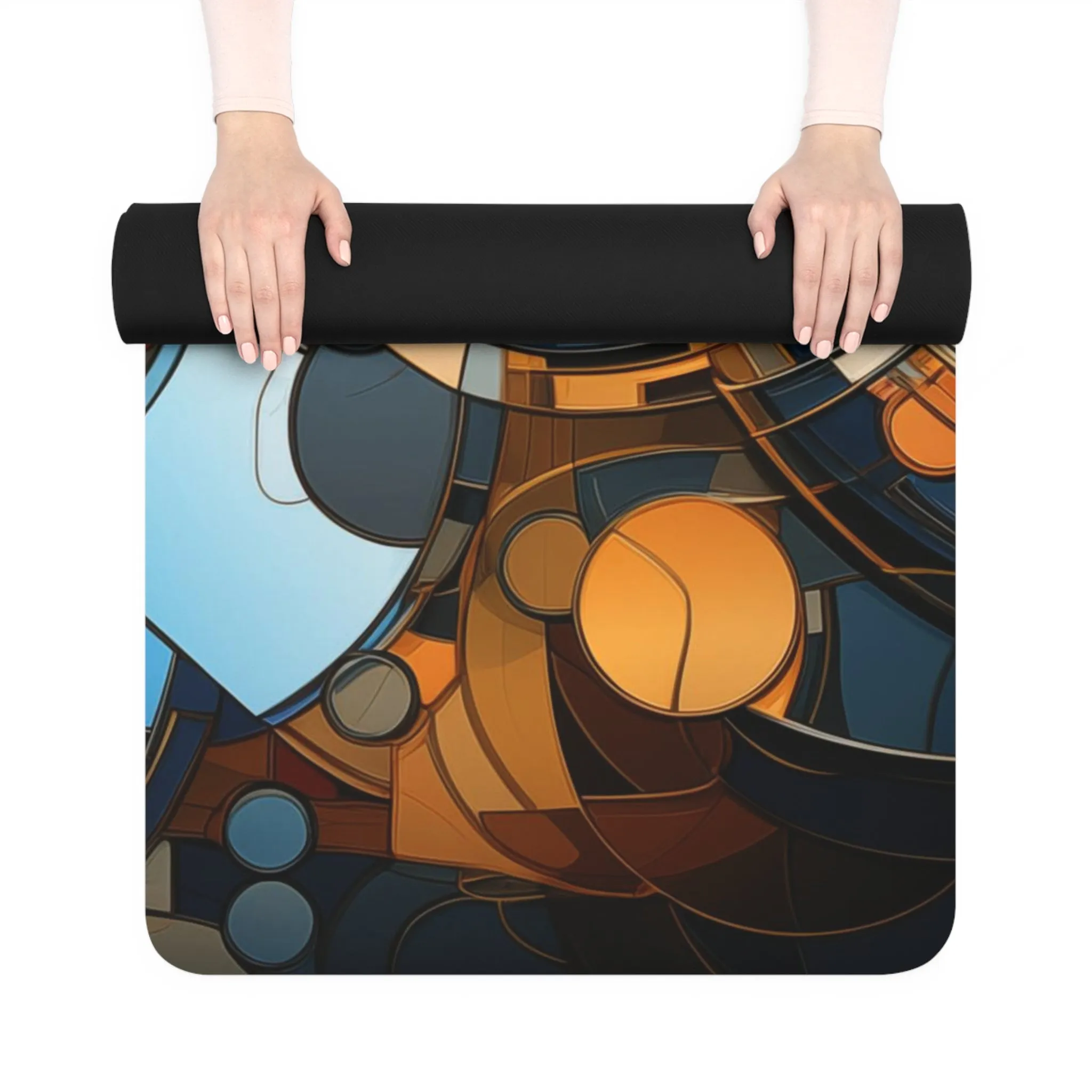 Rubber Yoga Mat- Arne Confucius 70s Sci Fi Nebula