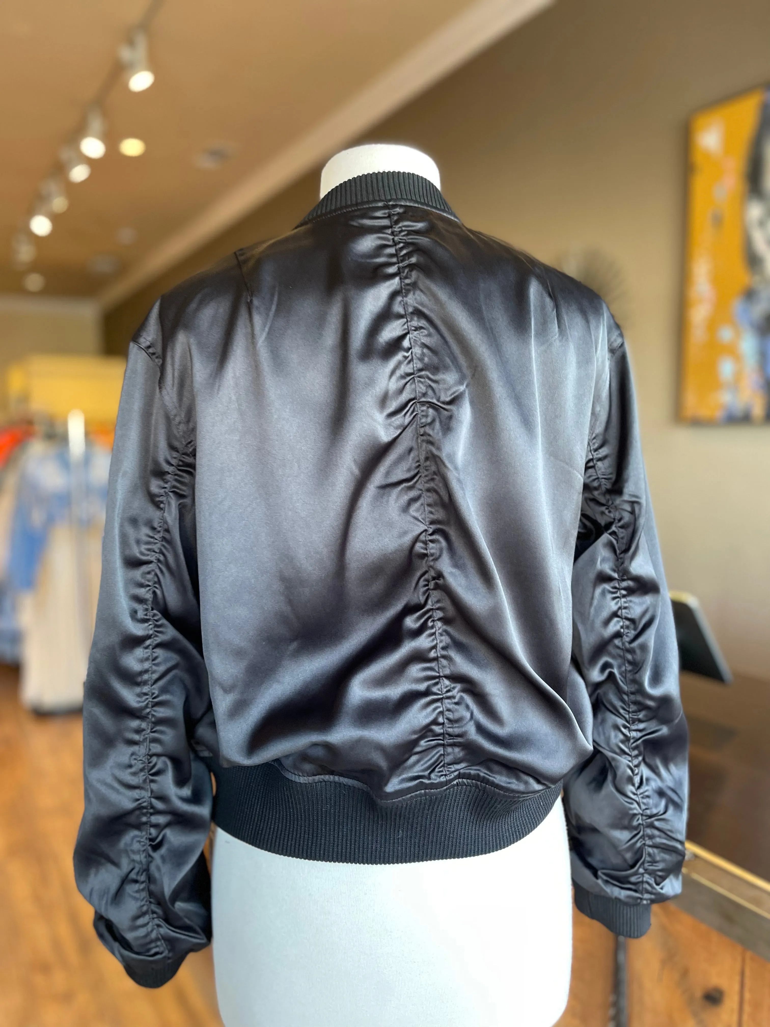 Ruched Oversized Bomber Jacket