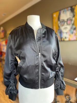 Ruched Oversized Bomber Jacket