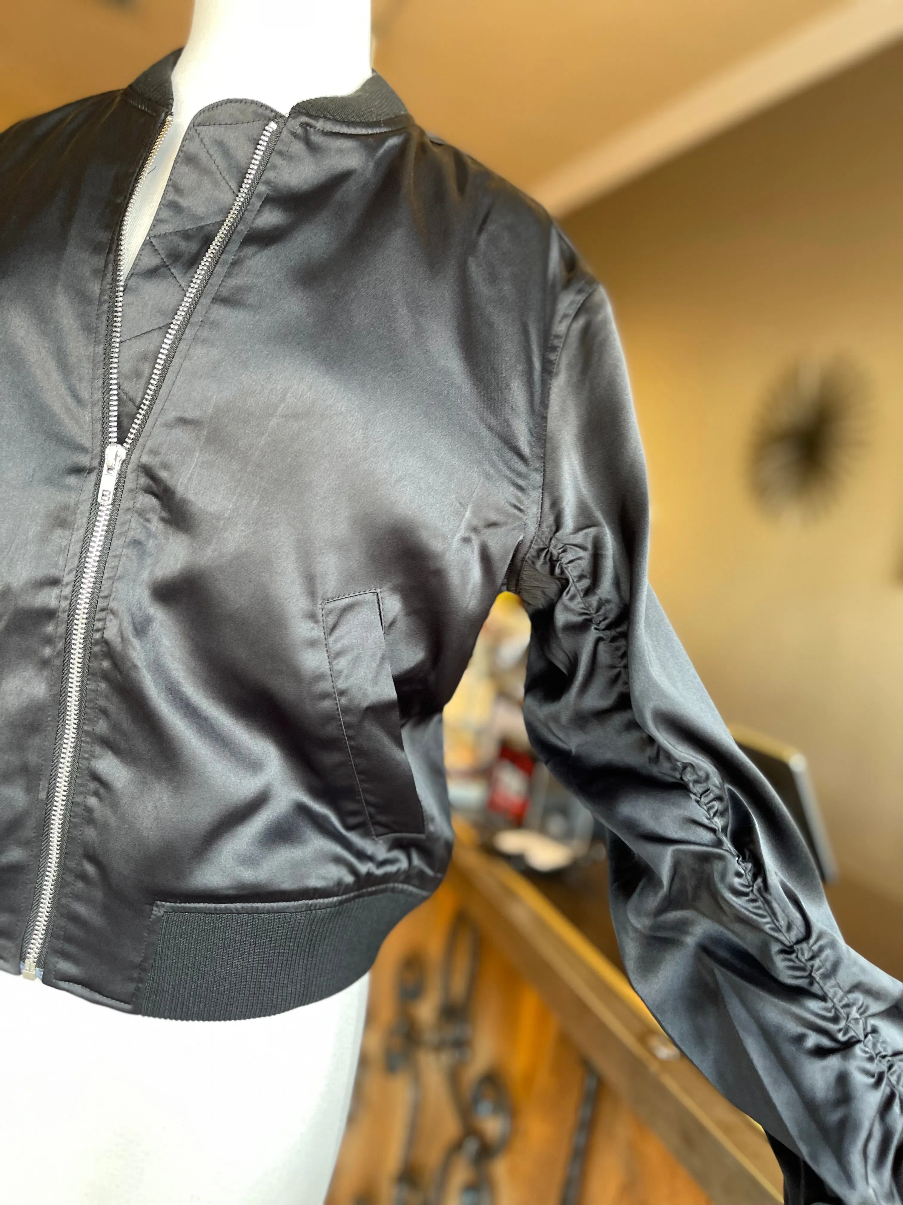 Ruched Oversized Bomber Jacket