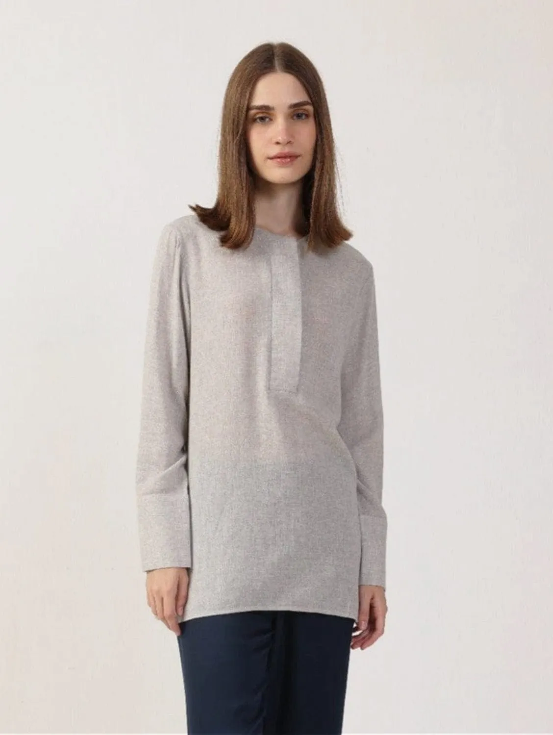 Ruthie Organic Cotton Poplin Tunic | Light Grey