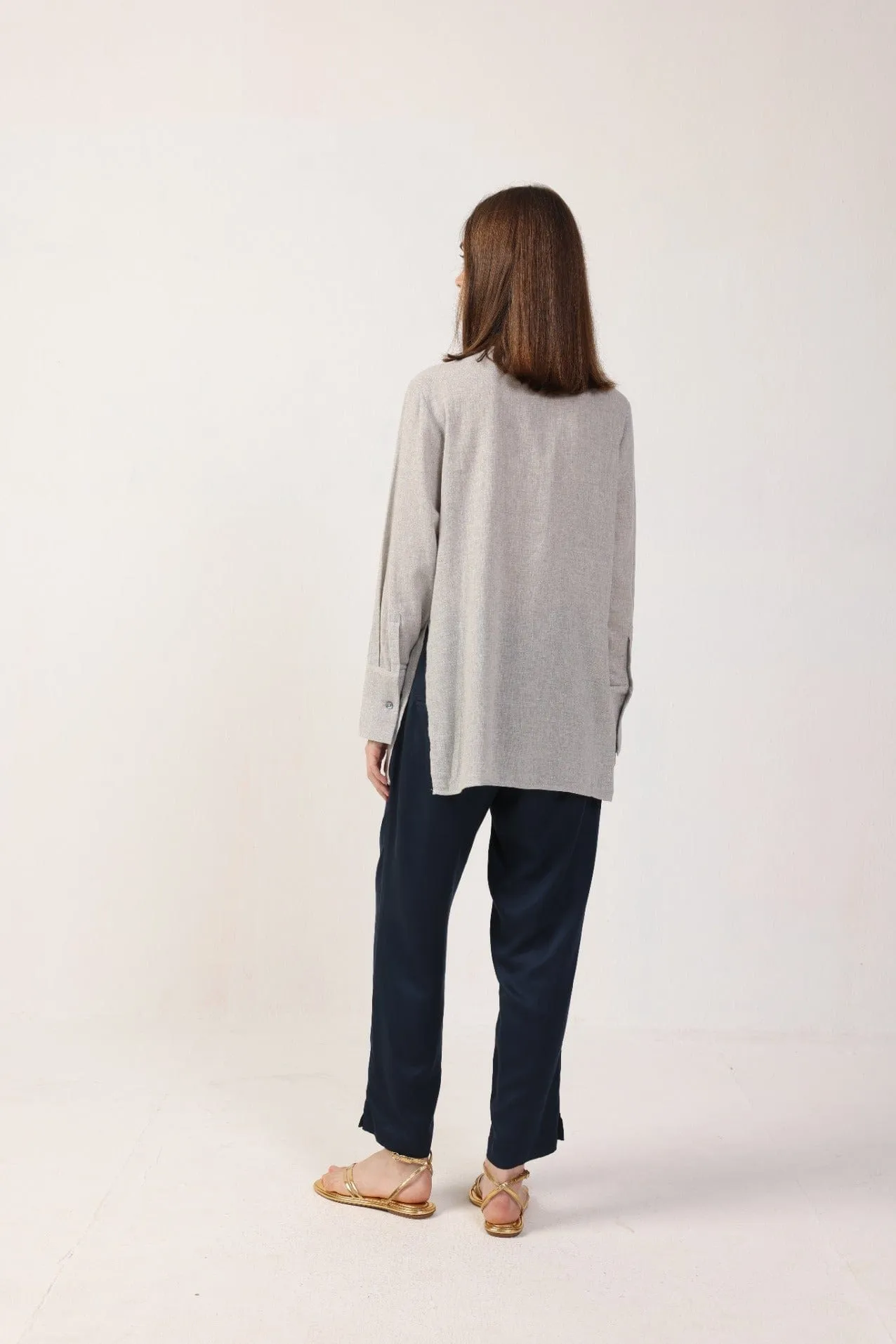 Ruthie Organic Cotton Poplin Tunic | Light Grey