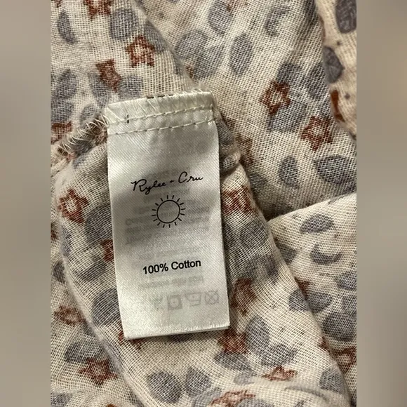 Rylee &amp; Cru Button Front Dainty Floral 100% Cotton Midi Skirt In Cream Size XS