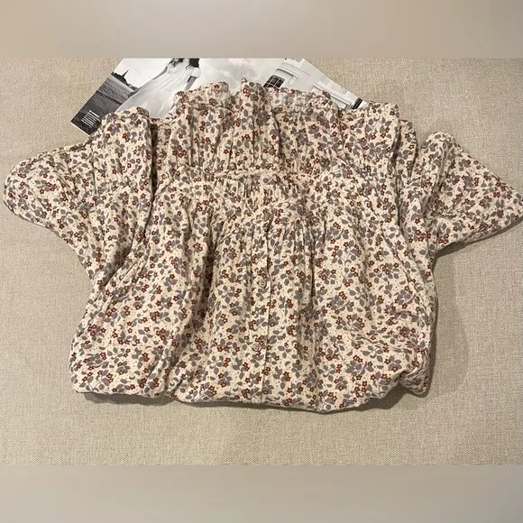 Rylee &amp; Cru Button Front Dainty Floral 100% Cotton Midi Skirt In Cream Size XS