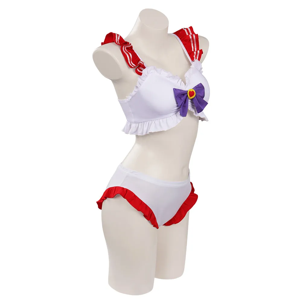 Sailor Moon Huo Yeli Swimsuit Cosplay Costume Bikini Top Shorts Outfits Halloween Carnival Suit