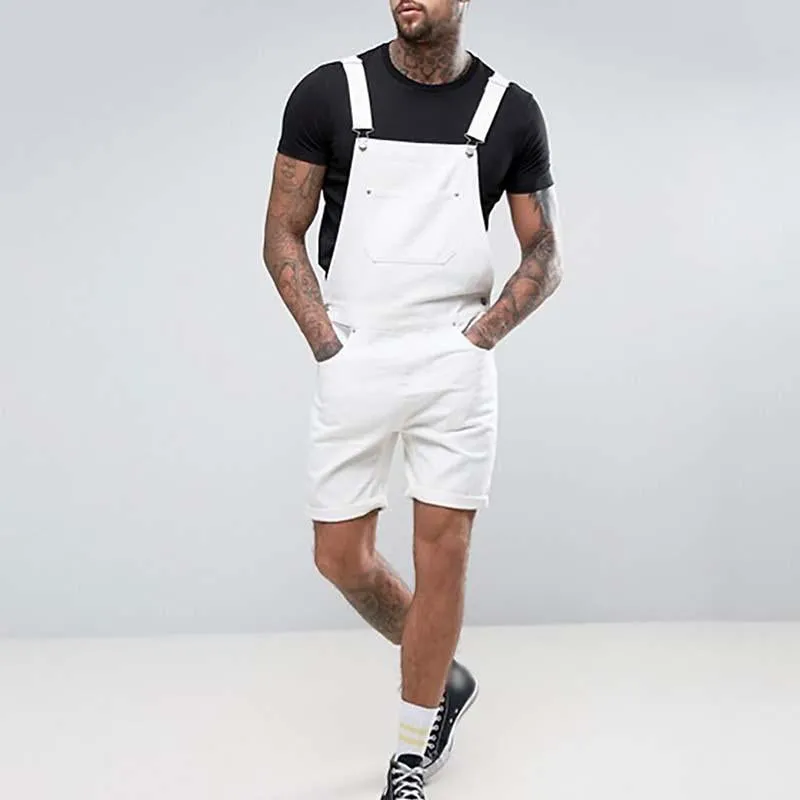 Salopette short en jean vintage pour homme