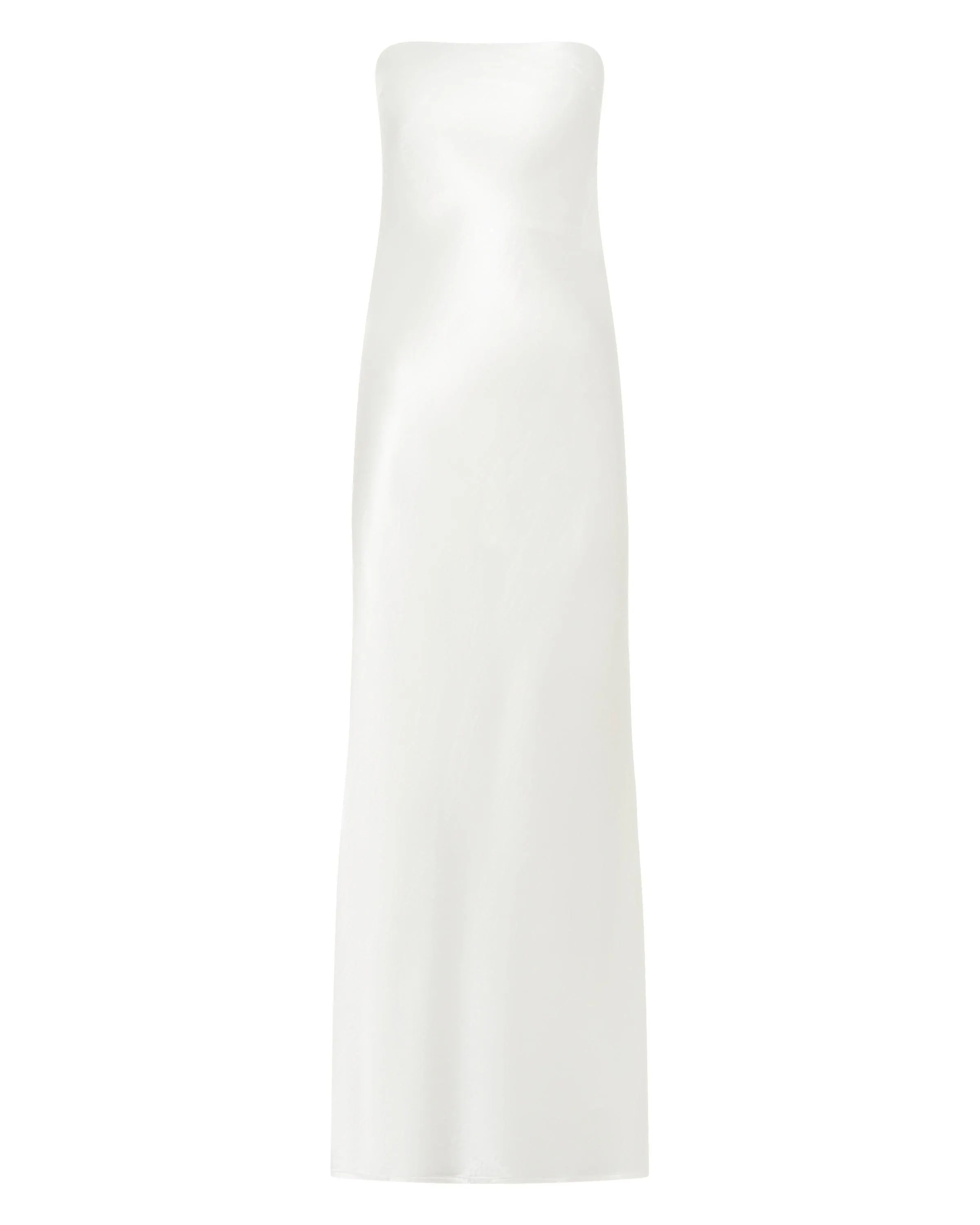 SATIN TIE BACK STRAPLESS MAXI | POWDER WHITE
