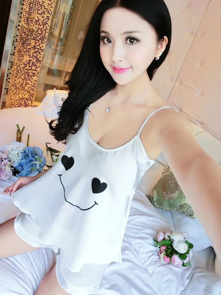 Satiny Smiley Face PJ Short Set