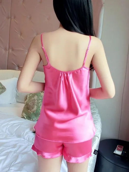 Satiny Smiley Face PJ Short Set