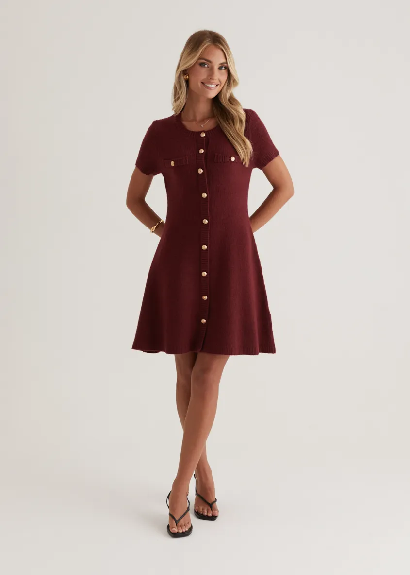 Savannah Knit Dress - Wine