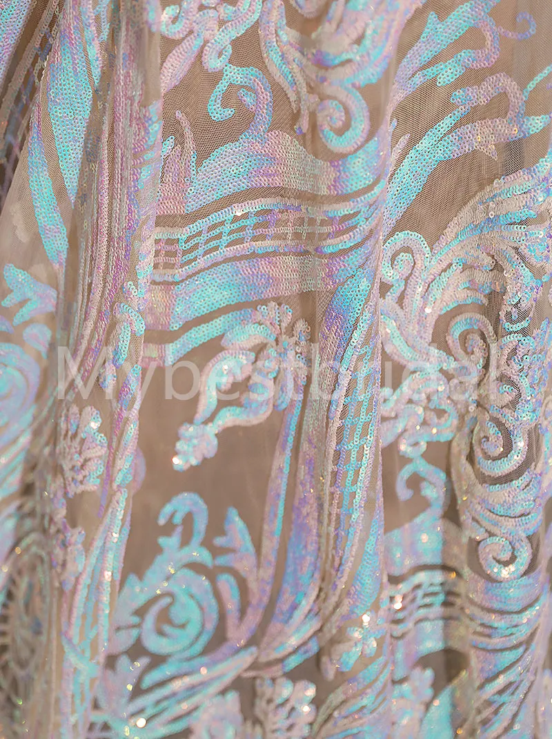 Sexy V-neck Long sleeves Mermaid Prom Dresses,PDS0517