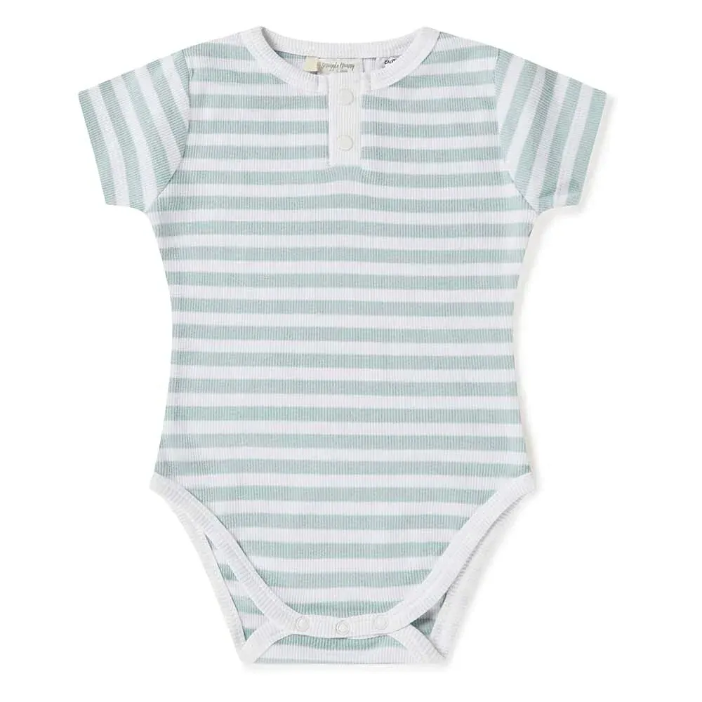 SHK SS Bodysuit Sage Stripe
