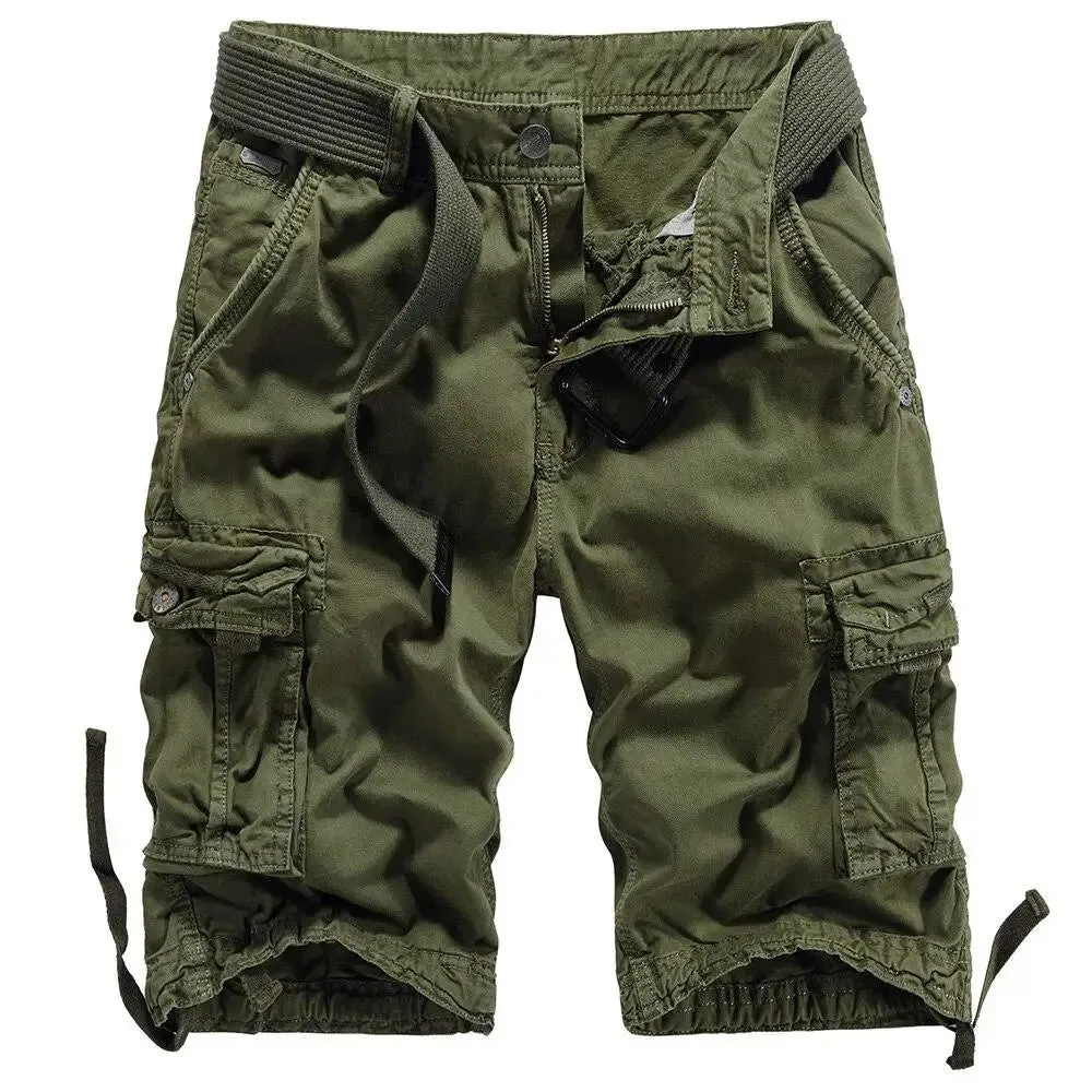 SHORT MILITAIRE AVEC EFFET CHIFFONNÉ