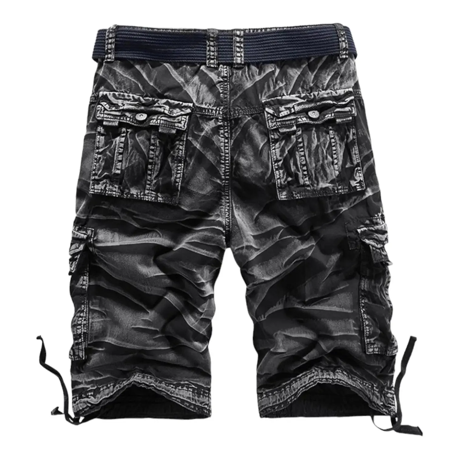 SHORT MILITAIRE AVEC EFFET CHIFFONNÉ