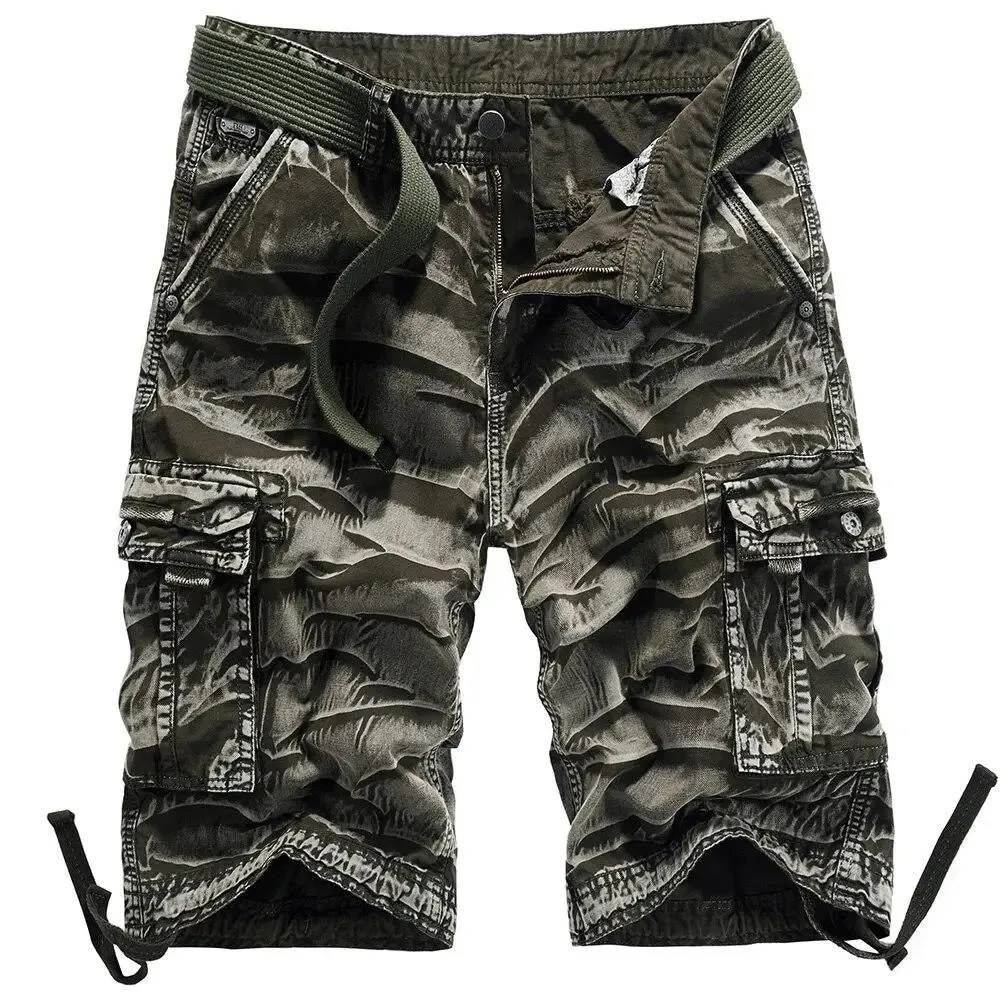 SHORT MILITAIRE AVEC EFFET CHIFFONNÉ