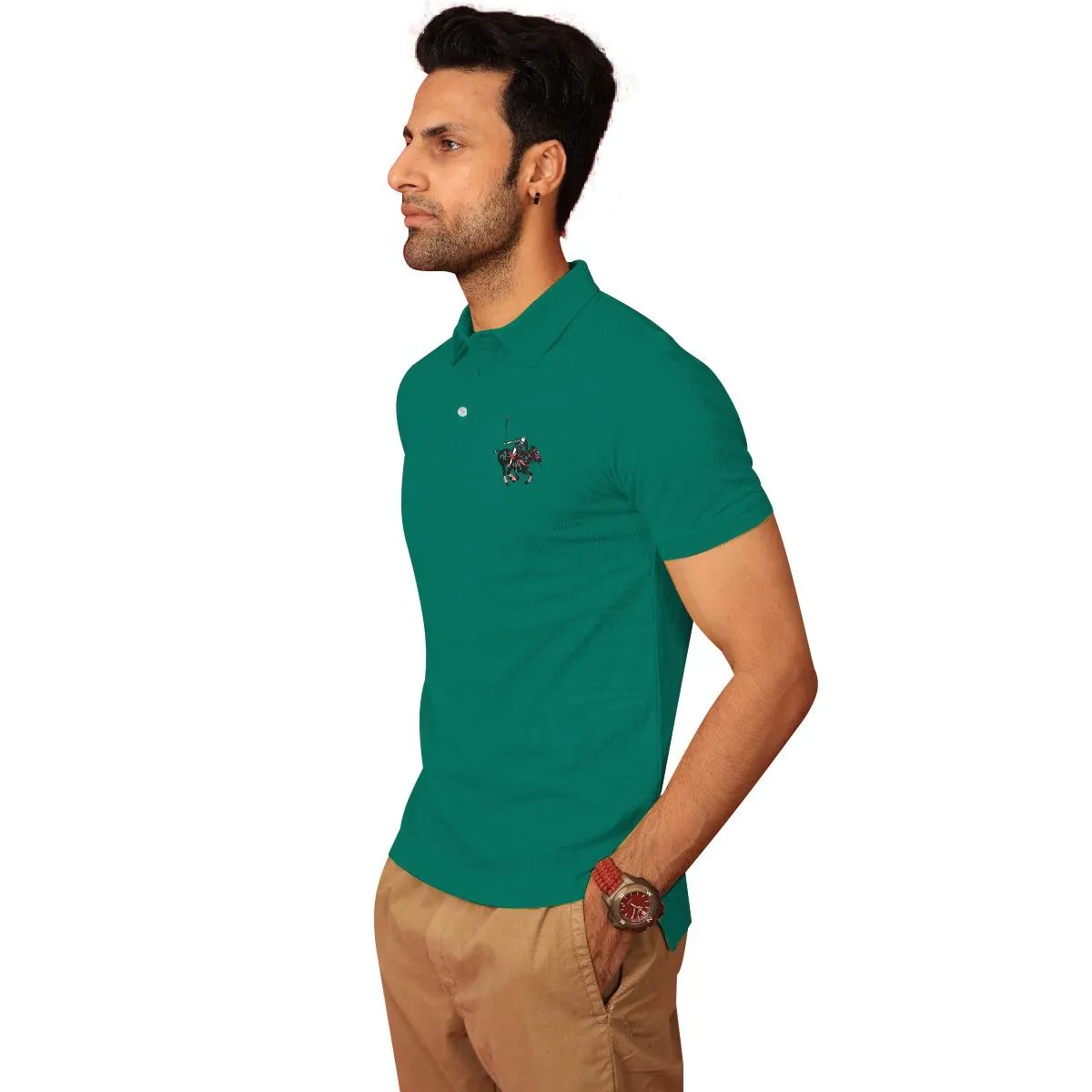 Signature Embroidered Men Polo - Sea Green