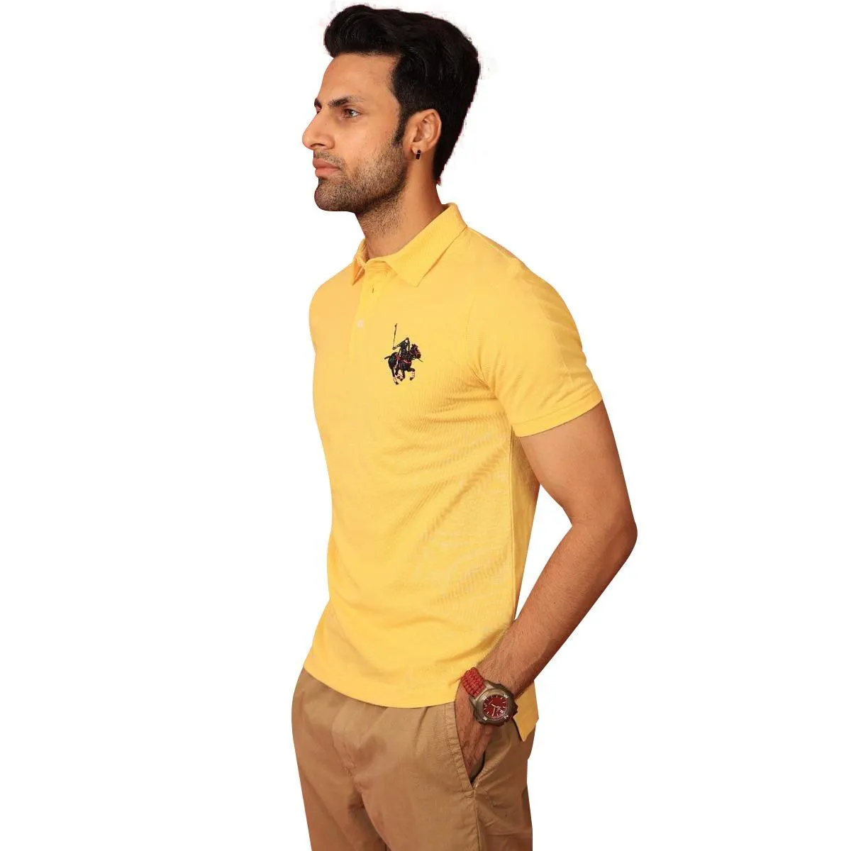 Signature Embroidered Men Polo - Yellow
