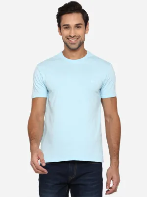 Sky Blue Solid Slim Fit T-Shirt | JadeBlue