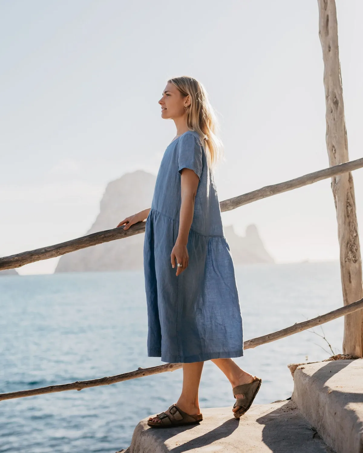 Sky - Linen Dress in Dusk Blue