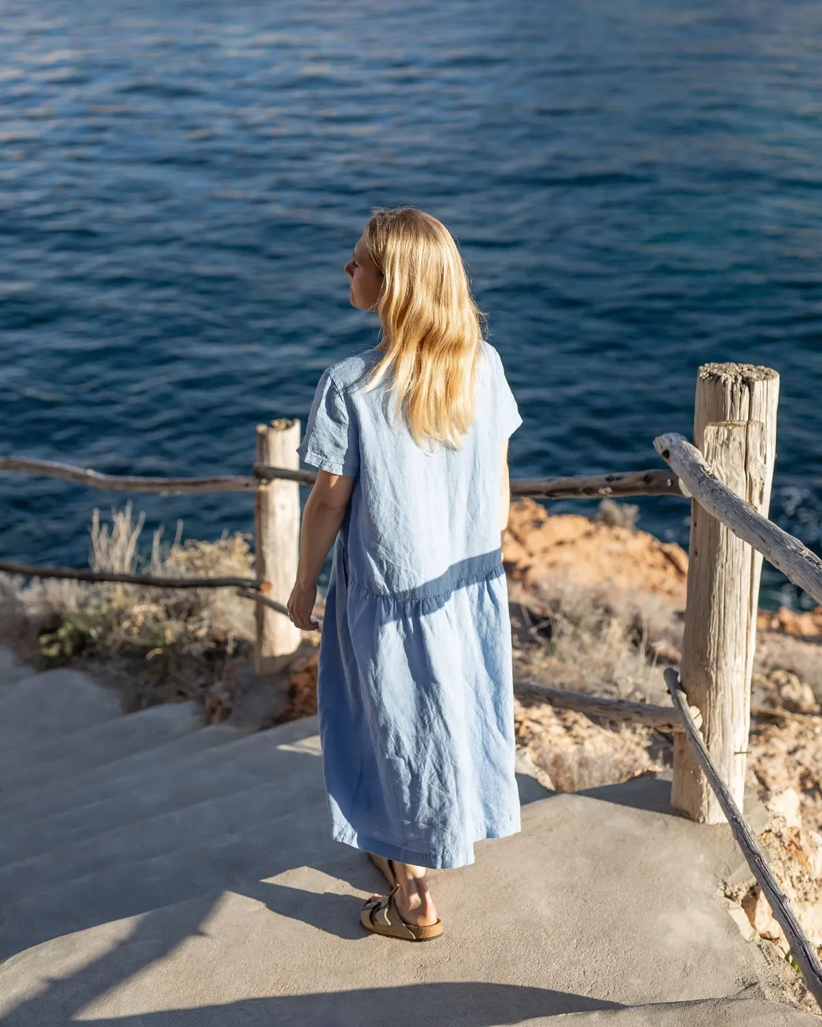 Sky - Linen Dress in Dusk Blue