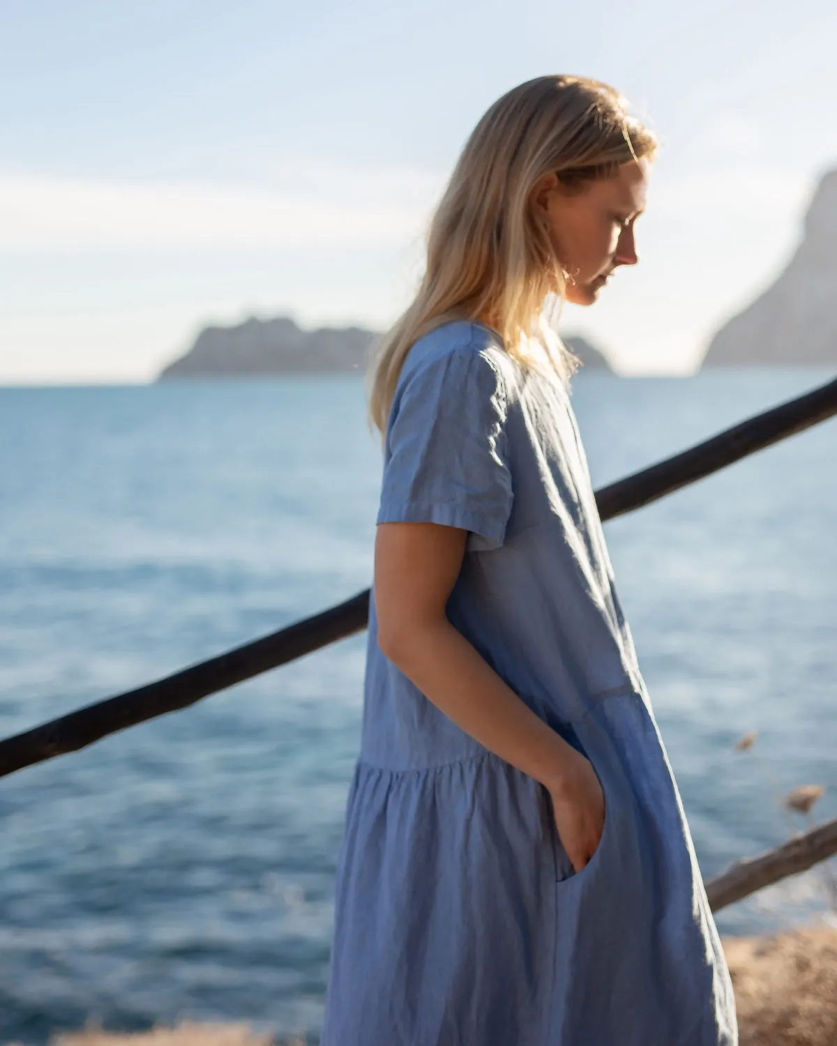 Sky - Linen Dress in Dusk Blue