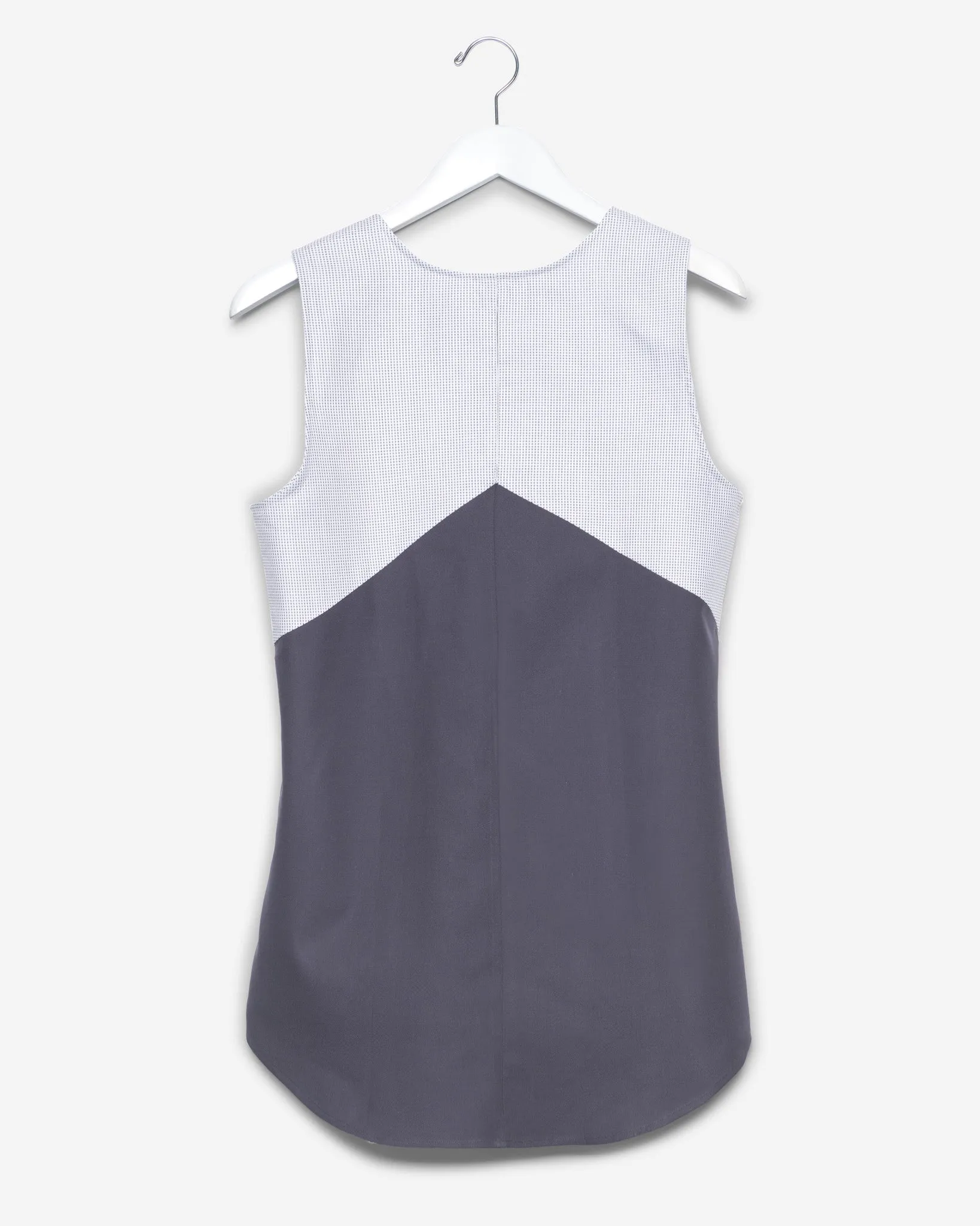Sleeveless - Charcoal Blue Birdseye Check