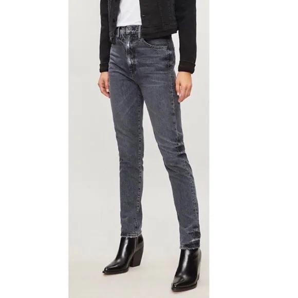 SLVRLAKE Beatnik High-Rise Slim Jeans Dark Gray Black Size 27