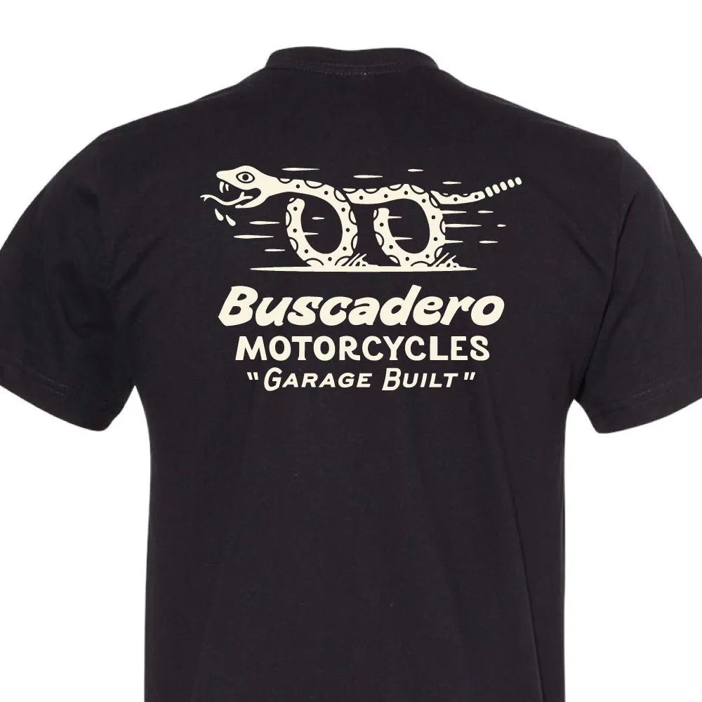 'Snake on Wheels' Black Short Sleeve T shirt