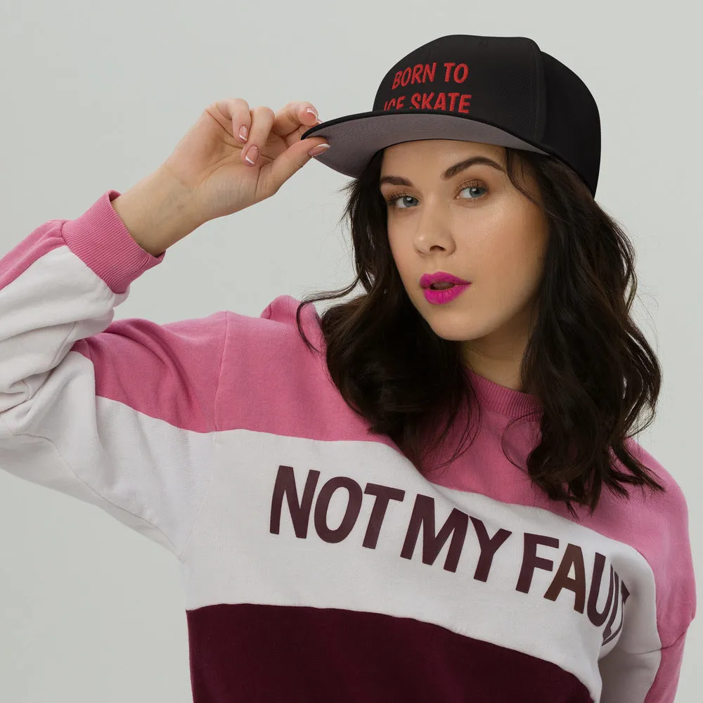 Snapback Hat "2051-0041 Born To Play Ice Skate (Red Logo)"