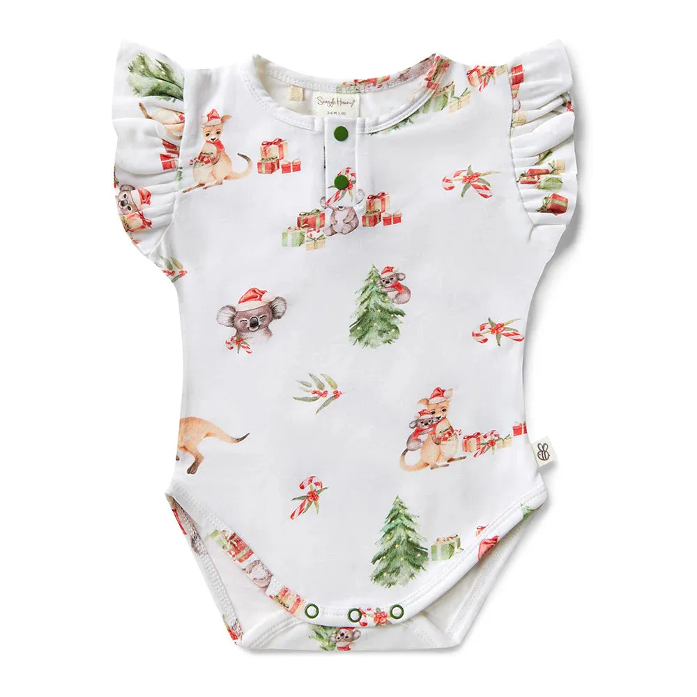 Snuggle Hunny Kangas & Koalas Short Sleeve Bodysuit with Frill