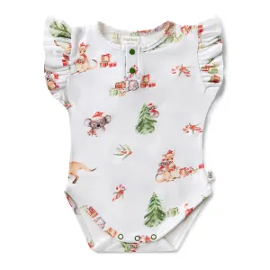 Snuggle Hunny Kangas & Koalas Short Sleeve Bodysuit with Frill