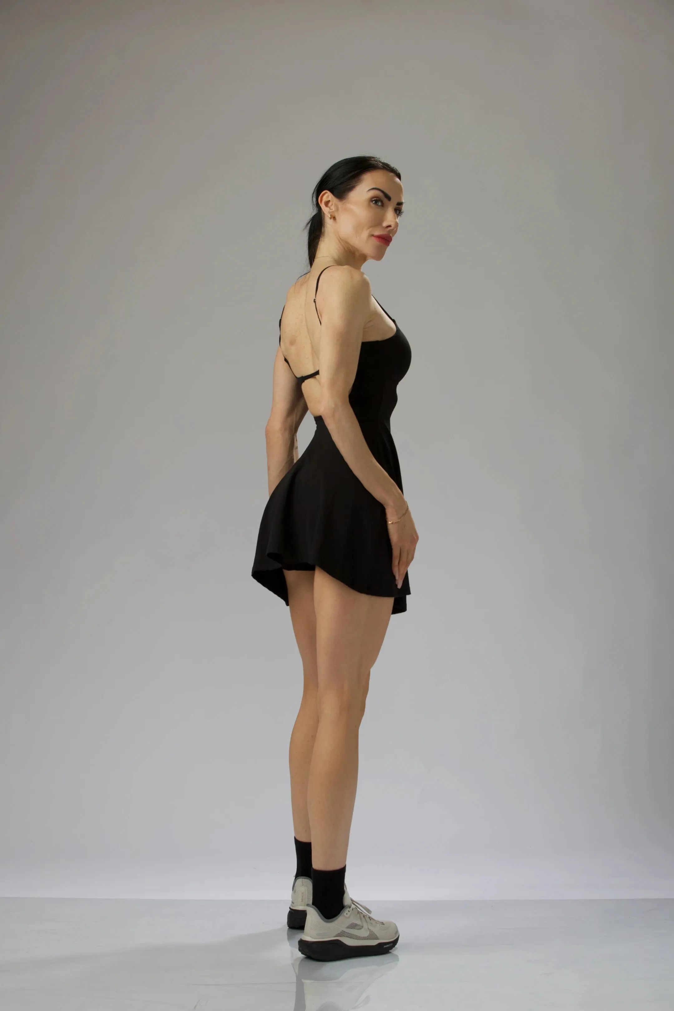 Spaghetti Strap Square-Neck Open-Back Mini Dress