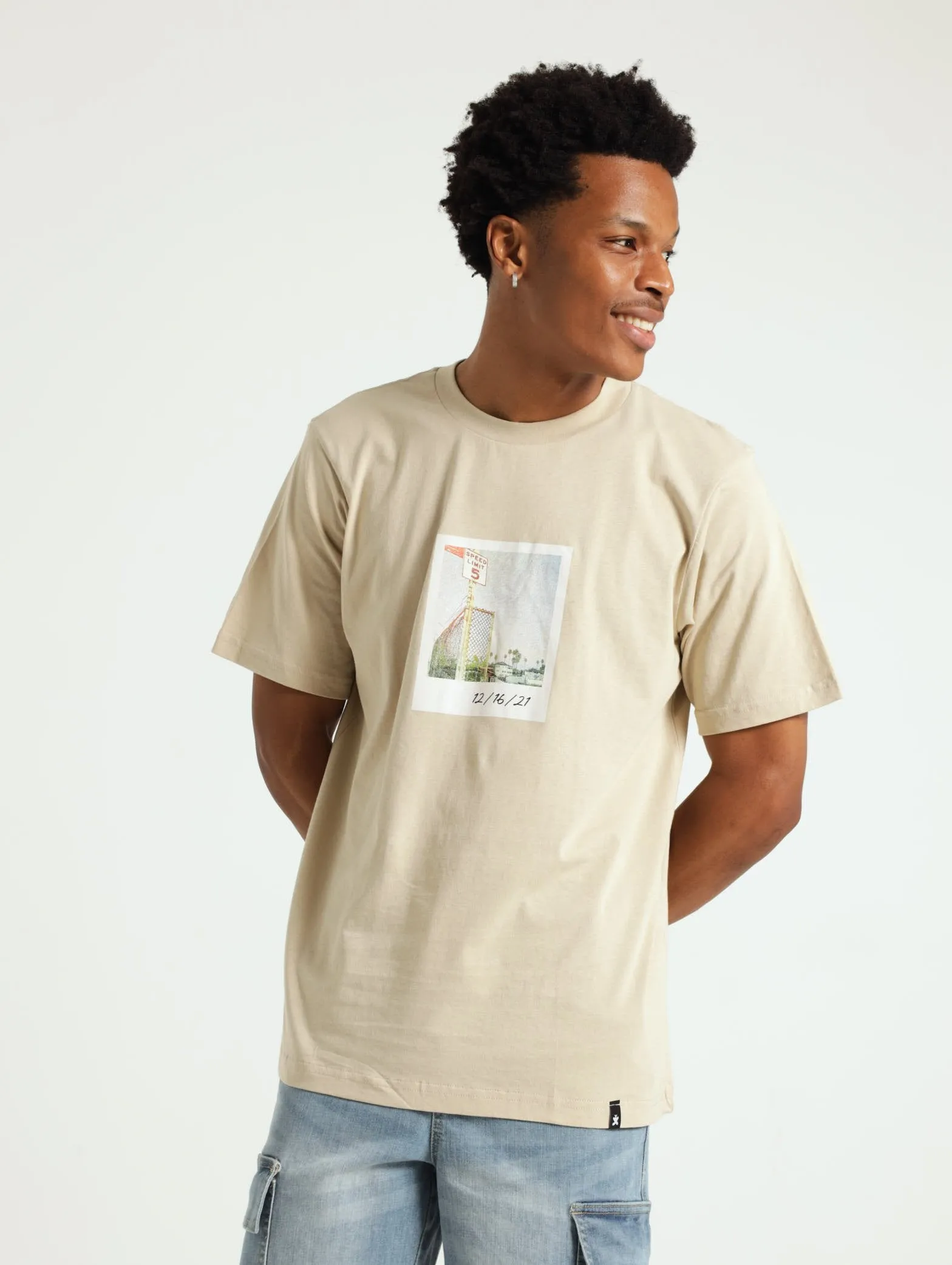 Speed Limit 5 Polaroid Tee - Light Stone