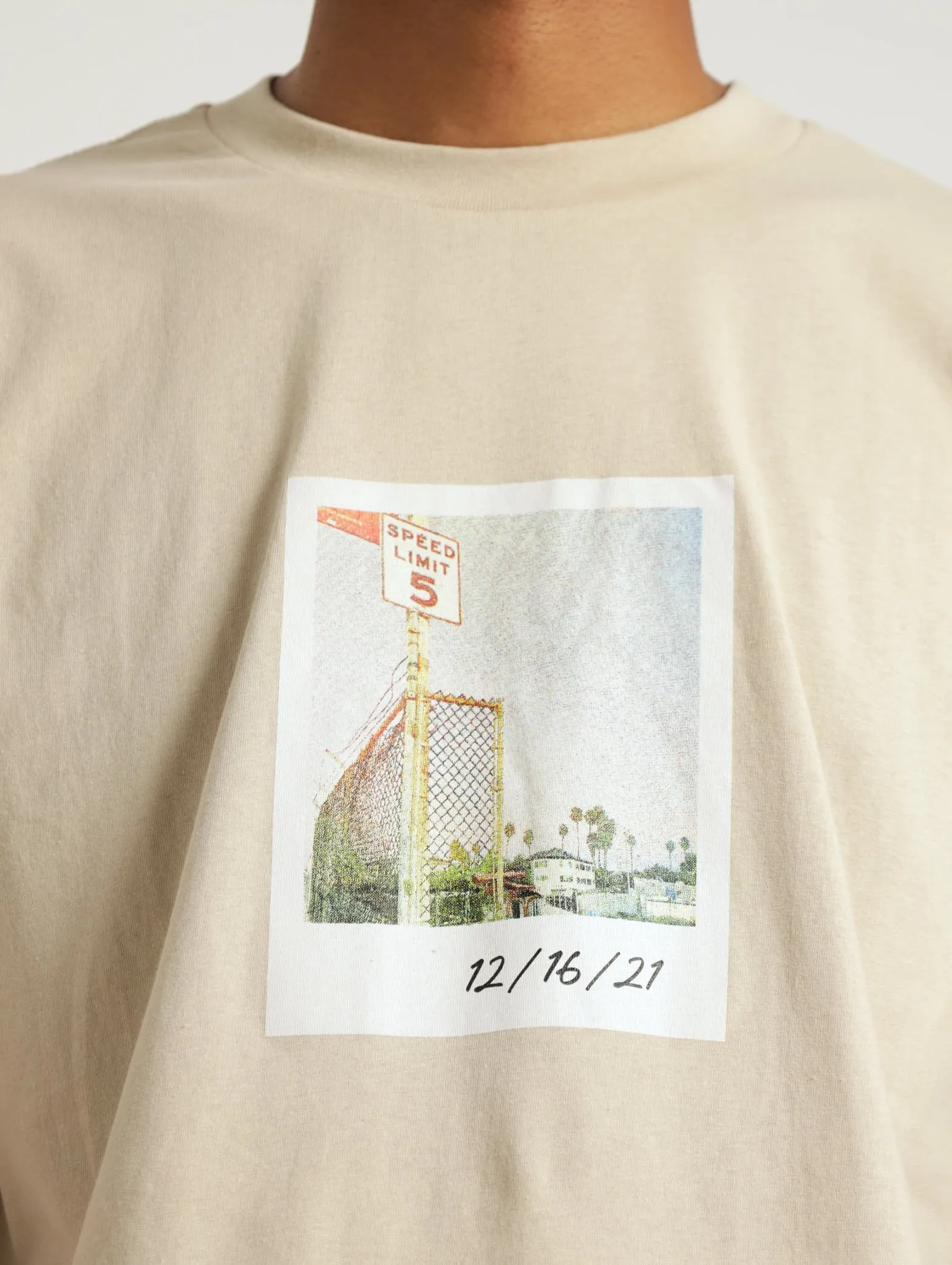 Speed Limit 5 Polaroid Tee - Light Stone