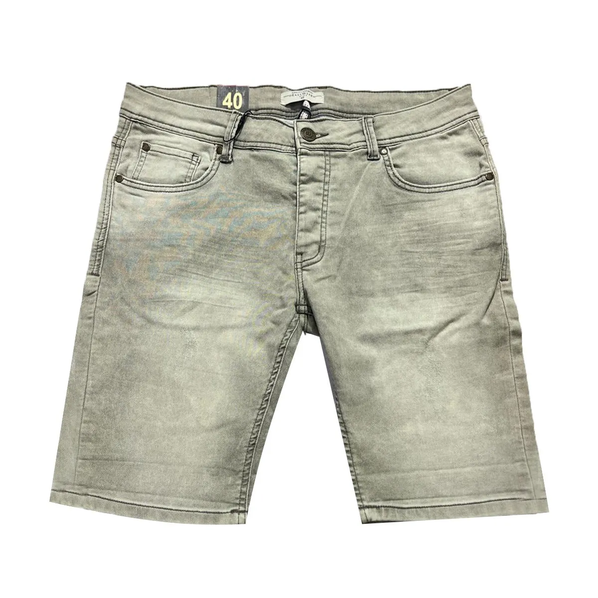 Stretchable Two Quarter Men Denim Short - Gray