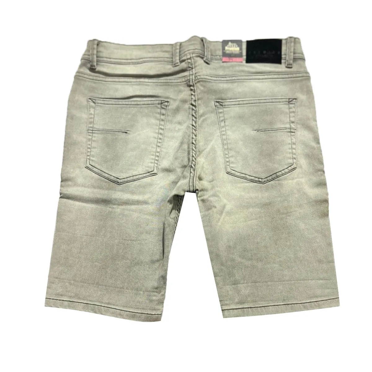 Stretchable Two Quarter Men Denim Short - Gray