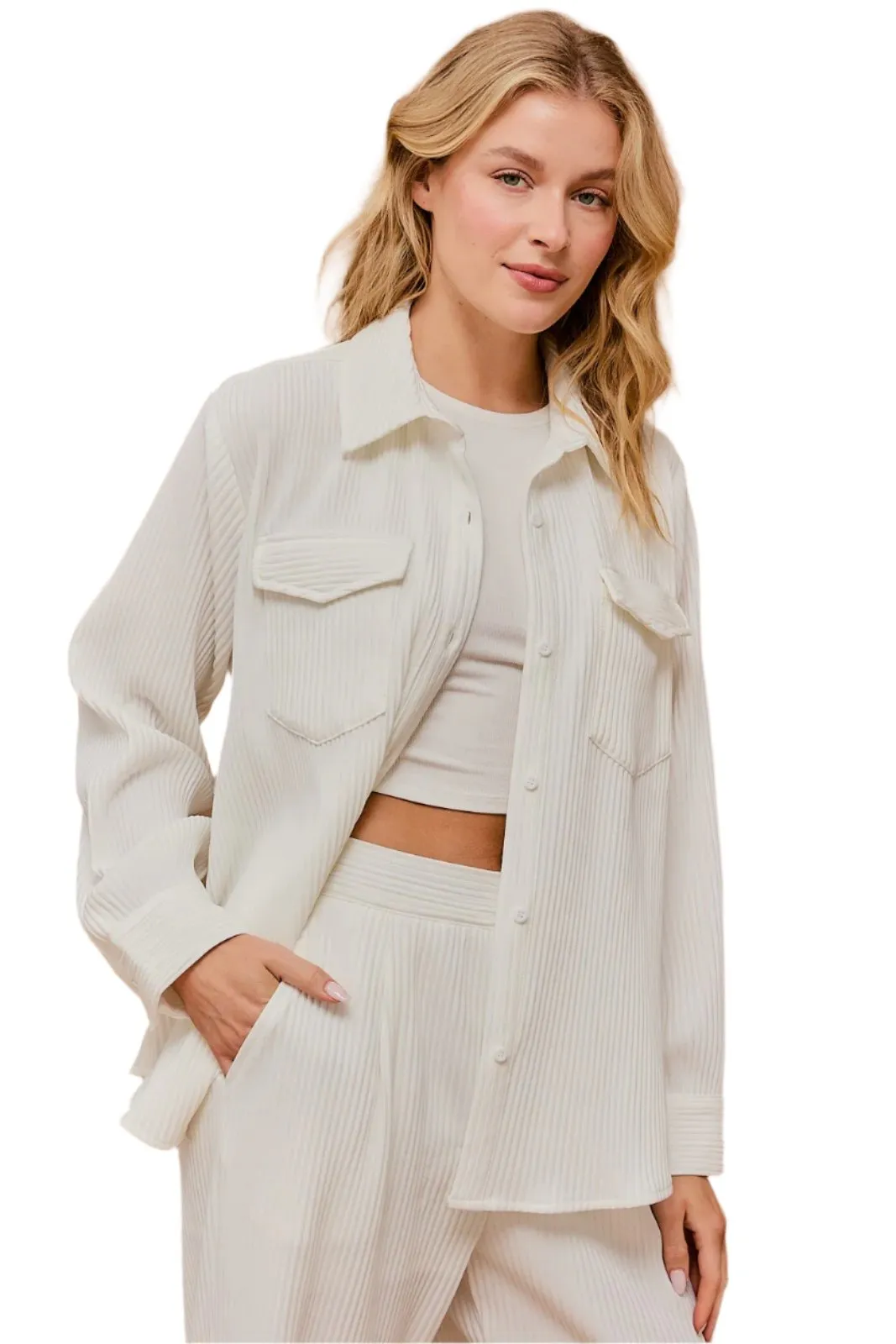 Stripe Texture Oversized Shirt