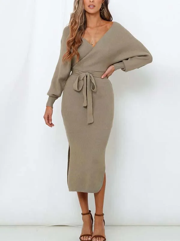 Stunncal V Neck Autumn Dress