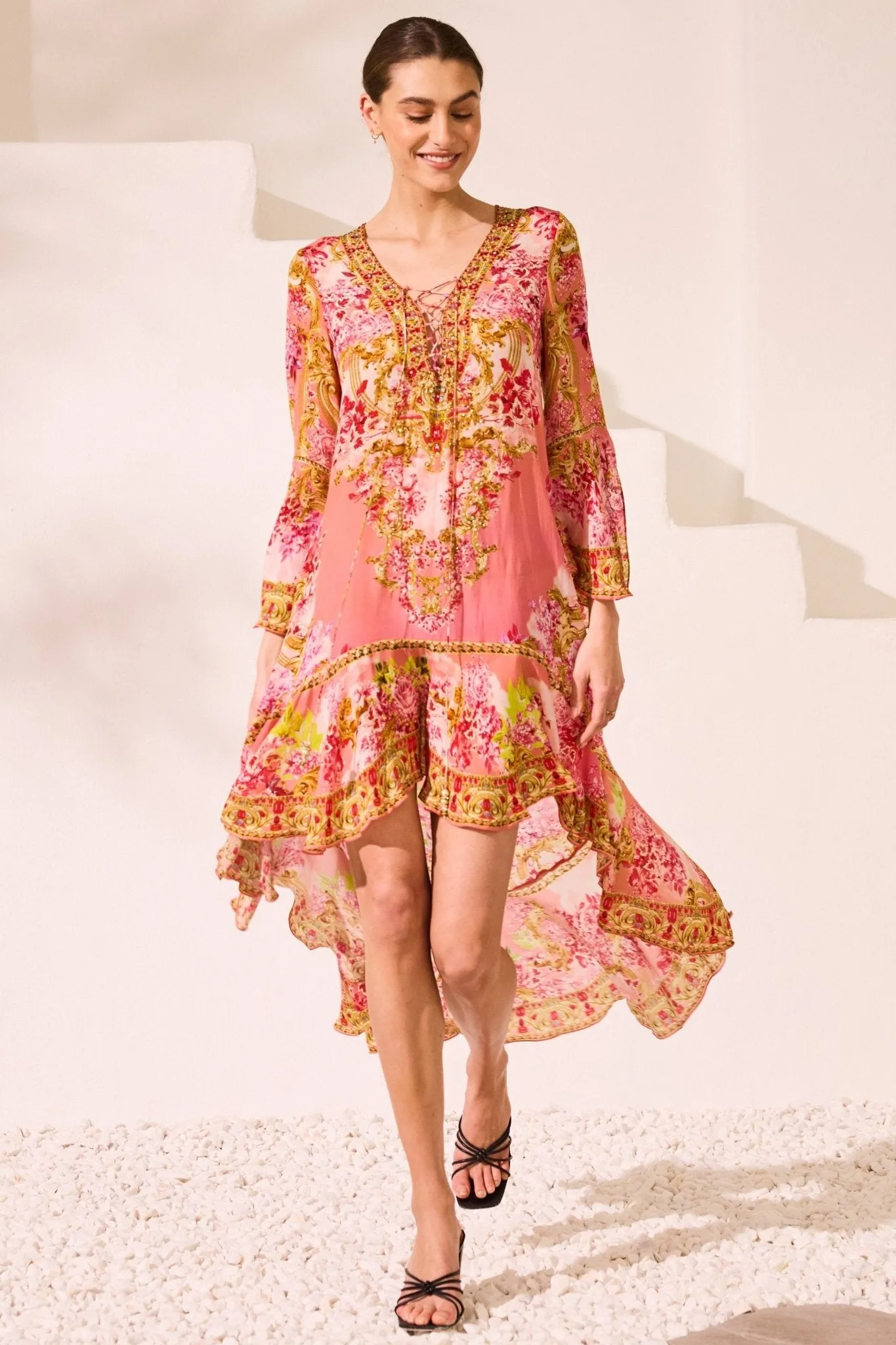 Summer In Pink Hi Low w Sleeves