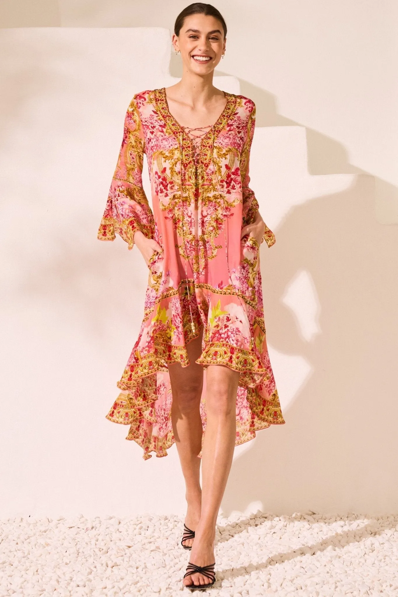 Summer In Pink Hi Low w Sleeves