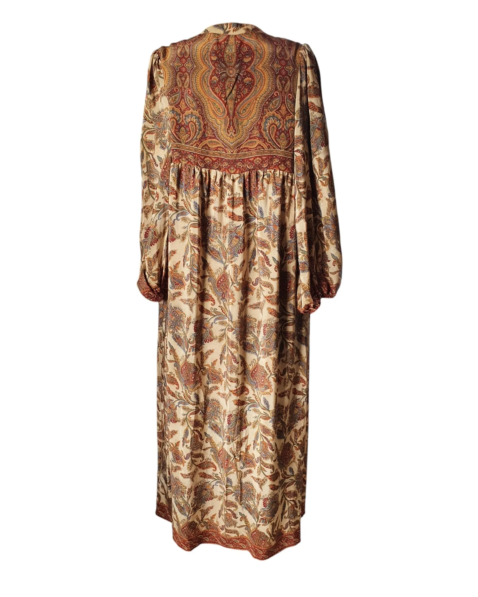 Sundance Revival Dress - cream with orange blue and brown paisley